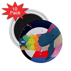 Whale Moon Ocean Digital Art 2 25  Magnets (10 Pack) 