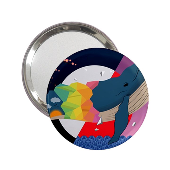 Whale Moon Ocean Digital Art 2.25  Handbag Mirrors