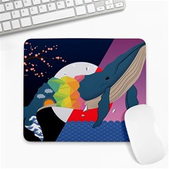 Whale Moon Ocean Digital Art Large Mousepad by Jancukart