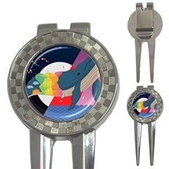 Whale Moon Ocean Digital Art 3-in-1 Golf Divots