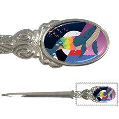 Whale Moon Ocean Digital Art Letter Opener