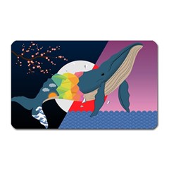 Whale Moon Ocean Digital Art Magnet (rectangular) by Jancukart