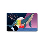 Whale Moon Ocean Digital Art Magnet (Name Card) Front