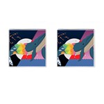 Whale Moon Ocean Digital Art Cufflinks (Square) Front(Pair)