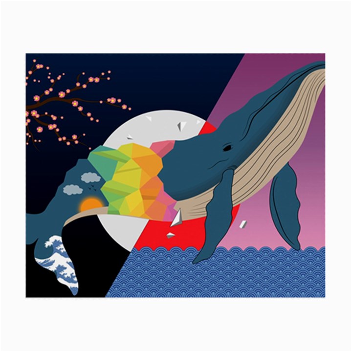 Whale Moon Ocean Digital Art Small Glasses Cloth (2 Sides)