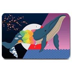 Whale Moon Ocean Digital Art Large Doormat