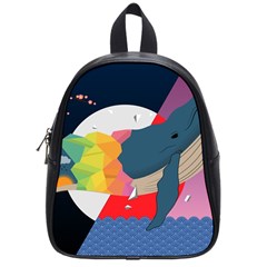 Whale Moon Ocean Digital Art School Bag (small) by Jancukart