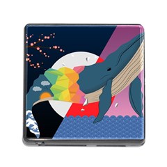 Whale Moon Ocean Digital Art Memory Card Reader (square 5 Slot)