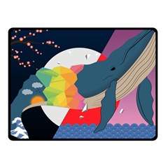 Whale Moon Ocean Digital Art One Side Fleece Blanket (small)