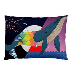 Whale Moon Ocean Digital Art Pillow Case (two Sides) by Jancukart