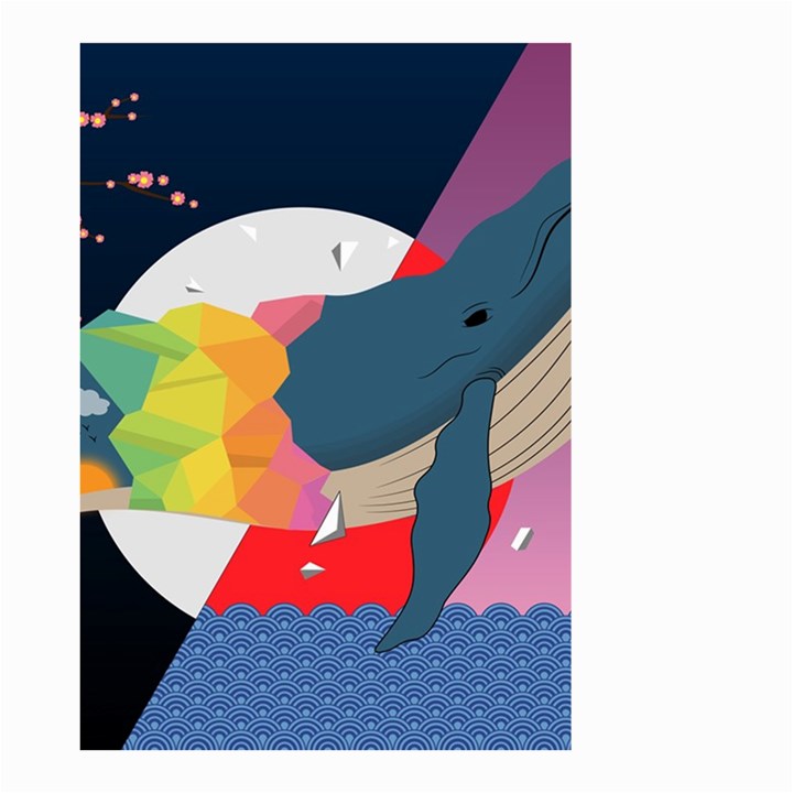 Whale Moon Ocean Digital Art Small Garden Flag (Two Sides)