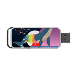 Whale Moon Ocean Digital Art Portable Usb Flash (one Side)