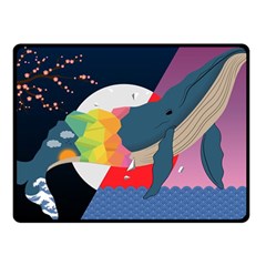 Whale Moon Ocean Digital Art Fleece Blanket (small)