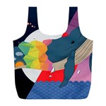 Whale Moon Ocean Digital Art Full Print Recycle Bag (L) Front