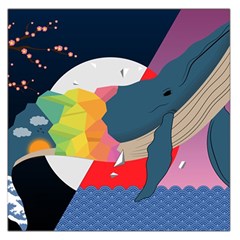 Whale Moon Ocean Digital Art Square Satin Scarf (36  X 36 )