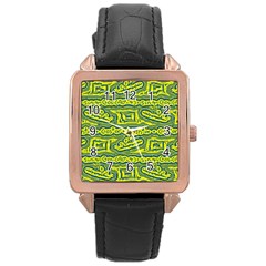 Abstract Background Graphic Rose Gold Leather Watch 