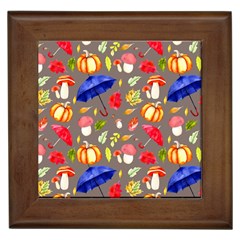 Autumn Seamless Background Leaves Framed Tile