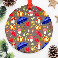 Autumn Seamless Background Leaves Ornament (round)