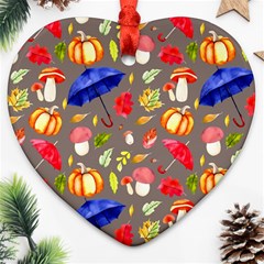 Autumn Seamless Background Leaves Ornament (heart)