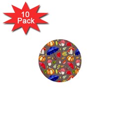 Autumn Seamless Background Leaves 1  Mini Buttons (10 Pack) 