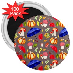 Autumn Seamless Background Leaves 3  Magnets (100 Pack)