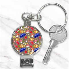 Autumn Seamless Background Leaves Nail Clippers Key Chain