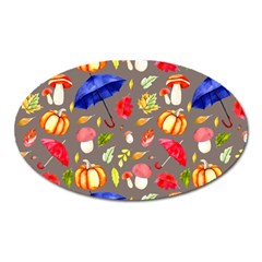 Autumn Seamless Background Leaves Oval Magnet