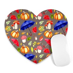 Autumn Seamless Background Leaves Heart Mousepad by Jancukart