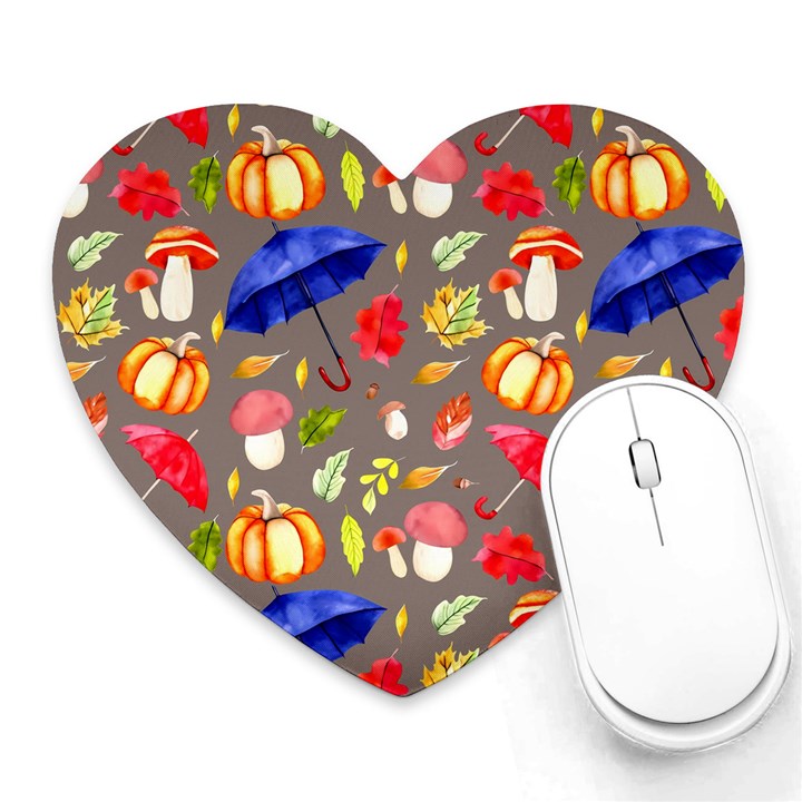 Autumn Seamless Background Leaves Heart Mousepad