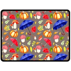 Autumn Seamless Background Leaves One Side Fleece Blanket (large)