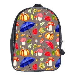 Autumn Seamless Background Leaves School Bag (xl) by Jancukart