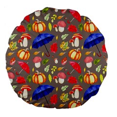 Autumn Seamless Background Leaves Large 18  Premium Flano Round Cushions