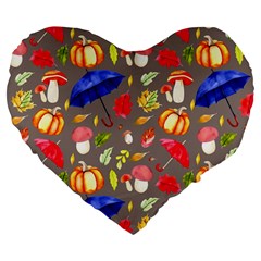 Autumn Seamless Background Leaves Large 19  Premium Flano Heart Shape Cushions