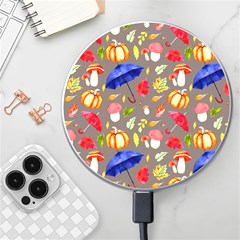 Autumn Seamless Background Leaves Wireless Fast Charger(white) by Jancukart