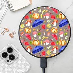 Autumn Seamless Background Leaves Wireless Fast Charger(black) by Jancukart