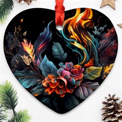 Flowers Flame Abstract Floral Ornament (heart)