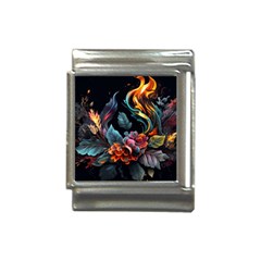 Flowers Flame Abstract Floral Italian Charm (13mm)