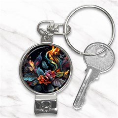 Flowers Flame Abstract Floral Nail Clippers Key Chain