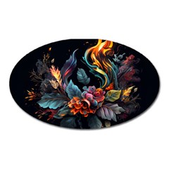 Flowers Flame Abstract Floral Oval Magnet