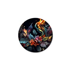 Flowers Flame Abstract Floral Golf Ball Marker (4 Pack)