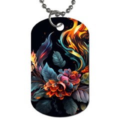 Flowers Flame Abstract Floral Dog Tag (two Sides)