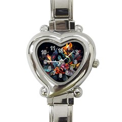 Flowers Flame Abstract Floral Heart Italian Charm Watch