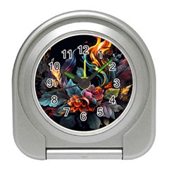 Flowers Flame Abstract Floral Travel Alarm Clock by Jancukart