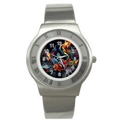 Flowers Flame Abstract Floral Stainless Steel Watch