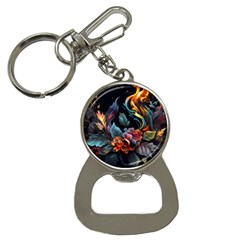 Flowers Flame Abstract Floral Bottle Opener Key Chain by Jancukart