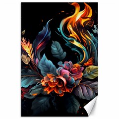 Flowers Flame Abstract Floral Canvas 24  X 36 