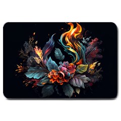 Flowers Flame Abstract Floral Large Doormat