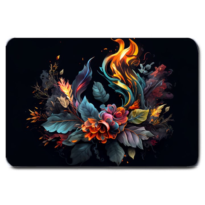 Flowers Flame Abstract Floral Large Doormat