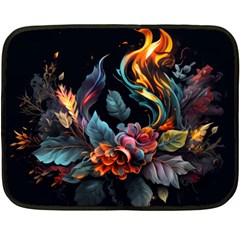 Flowers Flame Abstract Floral One Side Fleece Blanket (mini)