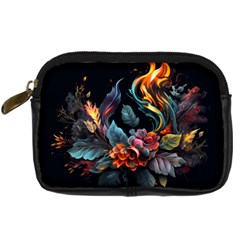 Flowers Flame Abstract Floral Digital Camera Leather Case